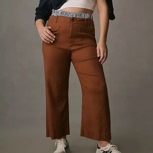 Anthropologie Maeve Collete Wide Leg Linen Crop Pants Size 16W